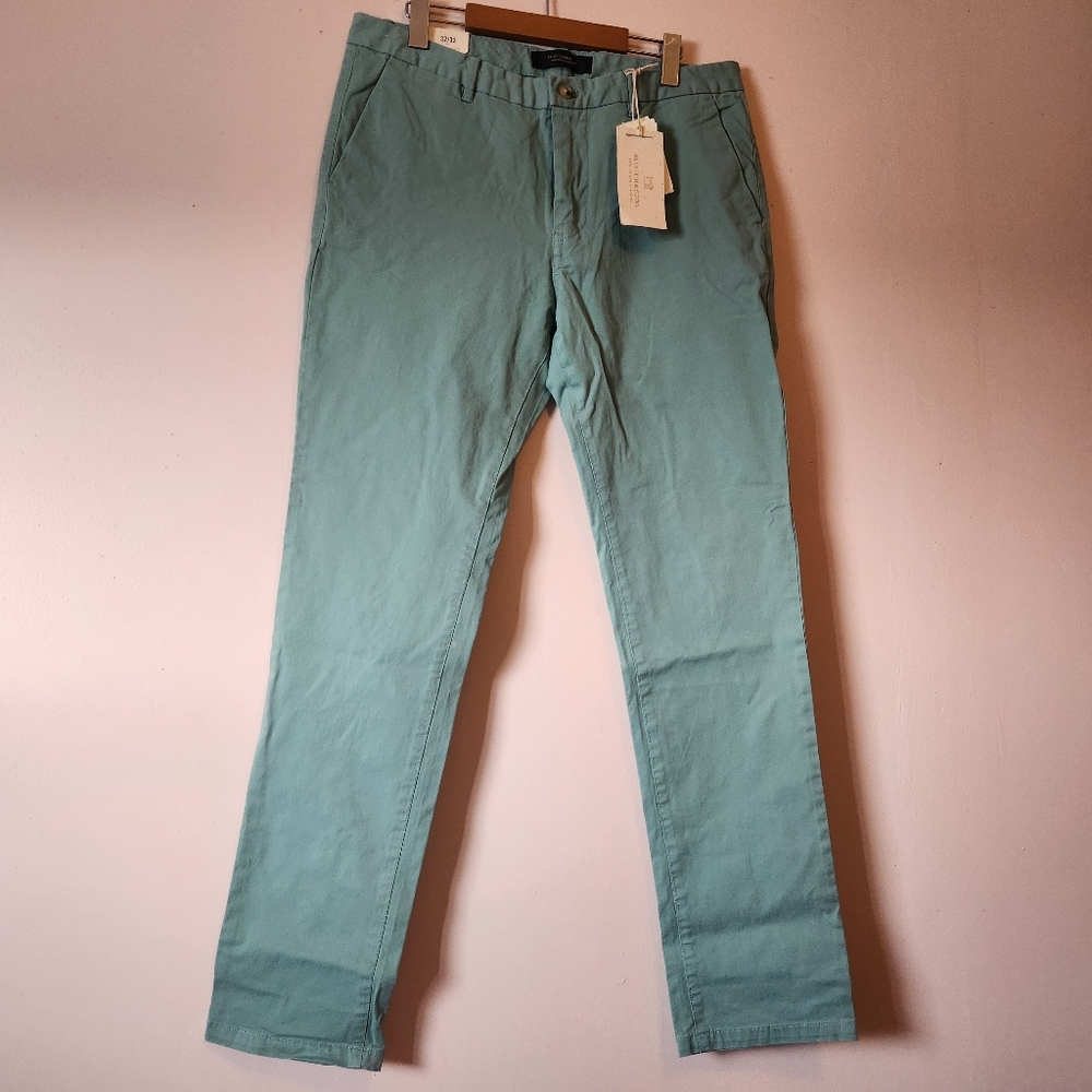 NWT Scotch & Soda Stuart Regular Slim Stretch Chinos Mint Green Size 32x32
